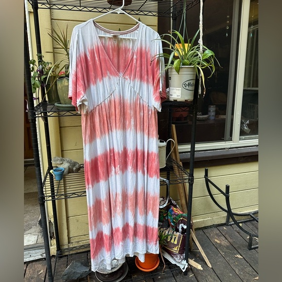 KNOX ROSE Coral Tie-Dye Bohemian Midi Dress Size XXL Flowy Beautiful Boho Beach - Picture 5 of 12